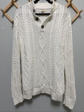 TILLEY 100% COTTON CABLE KNIT SWEATER | SIZE LARGE | OVERSIZED RELAXED FIT cozy